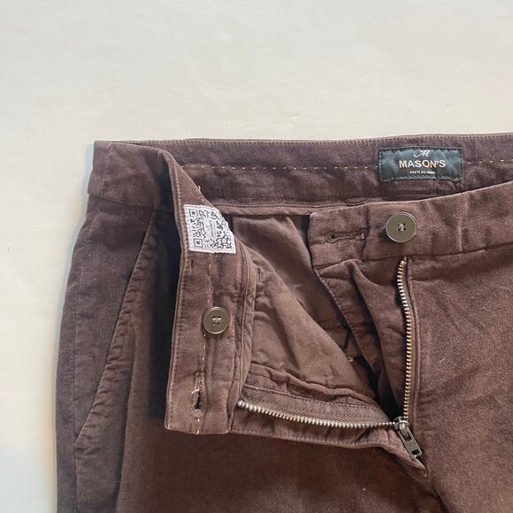 Mason's Velvet Straight Leg Pants Size 44 (US 10) Chocolate Brown Mid Rise Italy - Picture 3 of 10